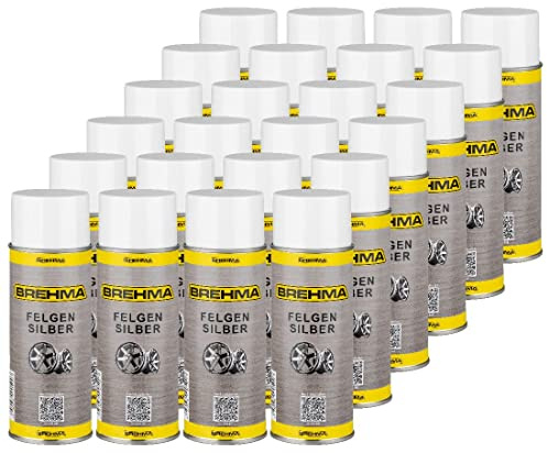 BREHMA 24x Felgensilber Spraydose Autolack Felgenlack Sprühdose Lackspray 400ml mit Sprühgriff
