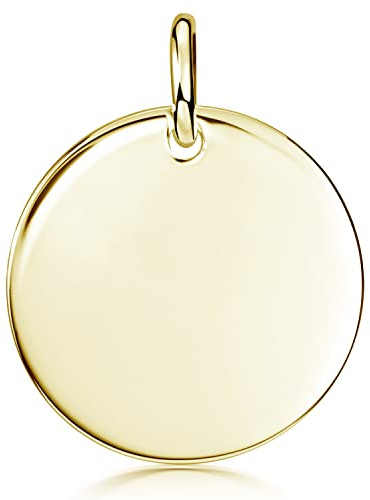 MATERIA by Matthias Wagner Gravur Kettenanhänger Silber 925 - runder Anhänger Gold vergoldet Ø 20mm