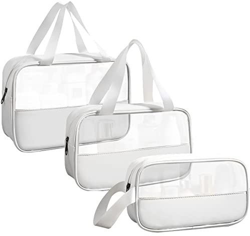 LEcylankEr Kosmetiktasche Transparent 3 Stück, PVC Kulturtasche Damen | Kulturbeutel Damen, Leicht Make-up Tasche für Kosmetik, Waschtasche, Washbag, Kulturbeutel Reise Set für Damen Männer