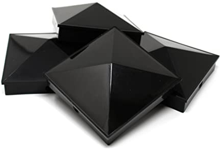 6x6 Nominal (5.5 x5.5) Plastic Pyramid Vinyl Fence Post Cap with Pre-Drilled Hole Black or White Multiple Quantities for Nominal 6 x 6 Posts (2, Black)