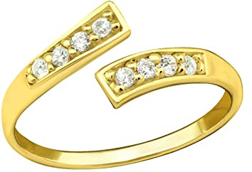 Bungsa Zehen- Ring Kristall-Linie aus STERLING SILBER .925 goldfarben biegbar/verstellbar für Damen