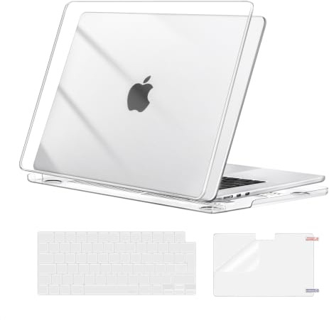 MOSISO Kompatibel mit MacBook Air 15 Zoll Hülle M5 M4 M3 M2 2026 2025-2023 | Ultradünne, Seidige Haut Hartschale A3448 A3241 A3114 A2941&Tastaturschutz&Displayschutz, Transparent