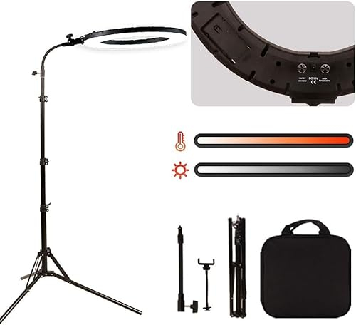 GSKAIWEN 18 60WLED Lumière Anneau Eclairage Beauté Tatouage Sourcil Lampe Dimmable Maquillage Lumière Photographie Studio Prise de Vue Extérieure avec Fente pour Batterie