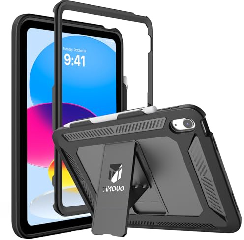 TiMOVO Case for iPad (A16) 11th Generation 11 Inch 2025, iPad 10th Generation Case 2022 with Pencil Holder, Heavy Duty Shockproof Rugged Protective Cover, Black