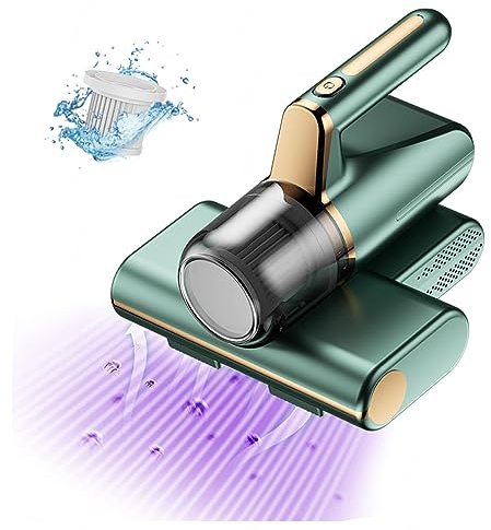 MELLYD Aspirador Colchones Y Sofas, Elimina El 99,9% De AléRgenos Y áCaros del Polvo Maquina Limpiar Sofa VibracióN De Alta Frecuencia, IluminacióN Ultravioleta Limpiador De Colchones,Green