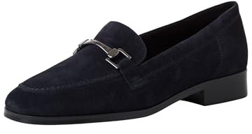 Tamaris Damen Slipper Leder Blockabsatz bequem; Navy, EU 39