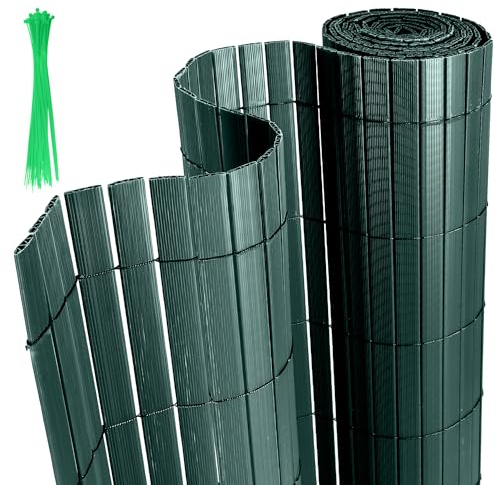 Yakimz PVC Sichtschutzmatte, Sichtschutzzaun Grün Sichtschutz Balkonsichtschutz, Wetterfest UV-beständig für Garten Balkon und Terrasse, 80 x 400 cm Windschutz, Grün