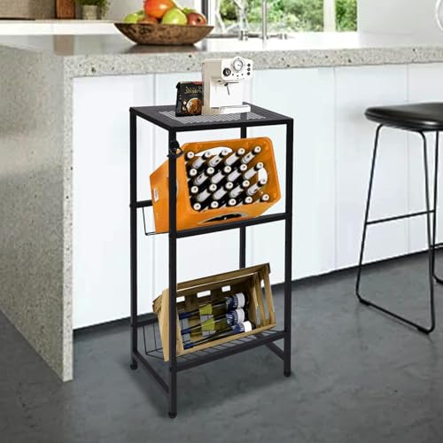 CuCummoo Getränkekistenregal Rechteckig Getränkekistenhalter Regal für Getränkekisten,Bierkistenregal Wasserkistenrega,für Speisekammer Restaurant Wohnzimmer 50 * 33 * 98cm Schwarz