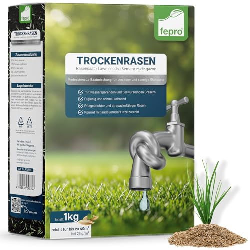 1 kg Rasensamen trockenresistent dürreresistent für Trockenrasen & Schattenrasen Samen Grassamen schnellkeimend, 40m², ideal für Neuansaat und Nachsaat, Rasensaat Grassamen