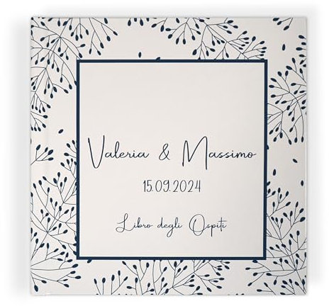 PHOTOCITY Libro degli Ospiti Matrimonio, Guest Book Matrimonio Personalizzato, Copertina Rigida Personalizzabile, Libro degli Ospiti di Matrimonio con Domande da compilare