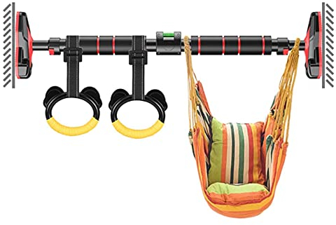 Klimmzugstangen Tragbare horizontale Stange, sicheres, rutschfestes Fitnessgerät zum Aufhängen an der Tür im Flur, mit Kinderring und Schaukel, 70-100 cm, Tragkraft 300 kg
