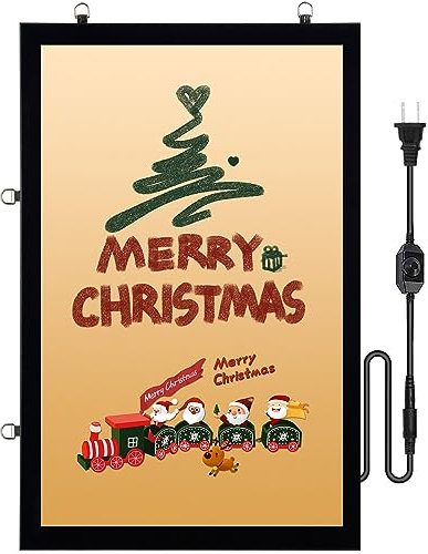 VEVOR Marco de Póster LED en Negro, Marco de Fotos 610 x 406 mm Pantalla Publicitaria Señal de Pavimento, con Caja de Luz LED Retroiluminada 20 W 3 kg Individual, Panel Acrílico y Marco de Aluminio