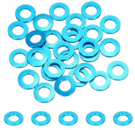 QUARKZMAN 30Pcs Rondelles Plates en Aluminium Anodisé M8, Diamètre du Trou 8 mm/0,31 Pouce, pour Vis Rc/Fpv/Pc/Drone/Accessoires Mécaniques, Pièces de Modèles (Bleu Clair)
