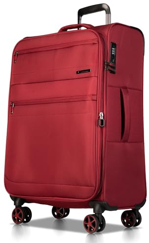 Cocoono Koffer Weichschale 64L bis 84L mit Dehnfalte – Stoffkoffer mit 4 Rollen – Reisekoffer Stoff TSA Schloss – Leichter Stoff Weichgepäck – Weichschale 4 Rollen (rot, L)