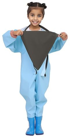 Wathose für Kinder Jugendliche mit Reißverschluss Ganze Körper Anglerhose mit Gummistiefel Kleinkinder Wasserfeste Jagd-Wathose mit Regenstiefeln Overall Einteiliger Regenmantel für Jungen Mädchen