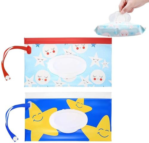 2 Stück Feuchttücher Tasche für Babys Feuchttücherbox unterwegs，Wiederverwendbar Wet Wipe Tasche Feuchttücher Behälter für Unterwegs, Zuhause, Büro feuchttücher tasche feuchttücher baby water wipes
