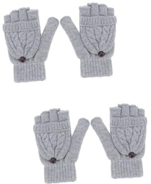 SOIMISS 2st Damenhandschuhe Fingerlos Winddichter Outdoor-handschuh Handschuhe Für Männer Bei Kaltem Wetter Warme Handschuhe Für Männer Gestrickte Wollhandschuhe Pulswärmer Fäustlinge Grey