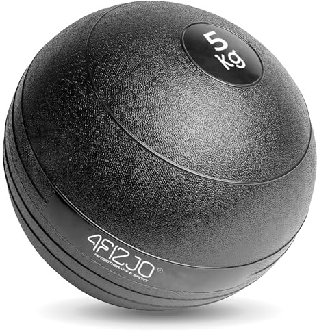 4FIZJO Medizinball zum Trainieren, PVC-verstärktes Material, Gefüllt mit Sand & Eisenspänen, mit Griffiger Oberfläche, rutschfest, Gewichtsball, Fitnessball, Slamball, Trainingsball, Schwarz