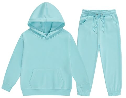 Survêtement 2025 pour enfants garçons et filles - Couleur unie - Avec manches longues - Sweat à capuche - Pantalon de jogging - Ensemble de vêtements de sport - Unisexe - 2 pièces - Tenue de loisirs -