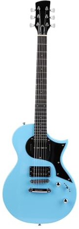 Qukaim Guitarra eléctrica, instrumento profesional de madera maciza, cuerpo de álamo, cuello de arce duro, diapasón de madera de laurel, incluye bolsa de concierto y afinador, equipo de música