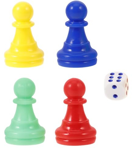 Toddmomy Chess Board Game Pieces Set with 40 Plastic Pawns and 10 Six-Sided Dice for Family Party and Tabletop Board Game Accessories