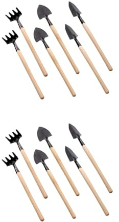 Angoily 2ensembles Mini Outils De Jardinage De Kits avec Râteau Pelle Et Transplantoir à Manche Bois pour Cultiver Fleurs Et Légumes Le Jardin Potager