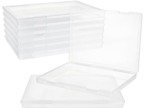 BENECREAT 6 Scatola Portafoto, Contenitore per Carta Da Scrapbooking In Plastica Trasparente Da 29.5x21cm con Chiusura A Scatto per Documenti di Riviste