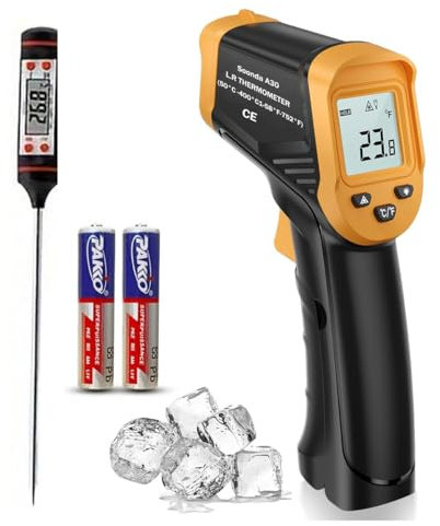 Infrared Thermometer, Digital Laser Temperature Meter -37°F~932°F (-32°C~400°C) IR Temperature Gun (Not for Humans) Ideal for Cooking, Frying, Kitchen, Barbecue, Meat, Sugar, Freezer