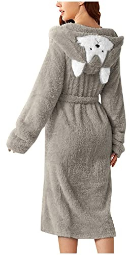 Générique Peignoir De Bain Femme Sortie Coton Robe Long Chambre Courte Douceur Soie Artificielle Peignoirs Polaire Serviette Spa Sans Capuche Ultra Léger Homme Blanche Grey-1 S