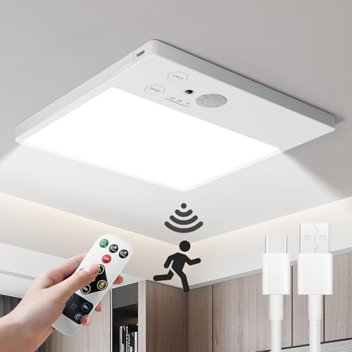 Tnight Led Lampe mit bewegungsmelder innen-IP54 badezimmer lampe decke,Deckenlampe mit bewegungsmelder,Dimmbar 3000K-6500K,Deckenleuchte mit Fernbedienung für Badezimmer,Treppen,Flure