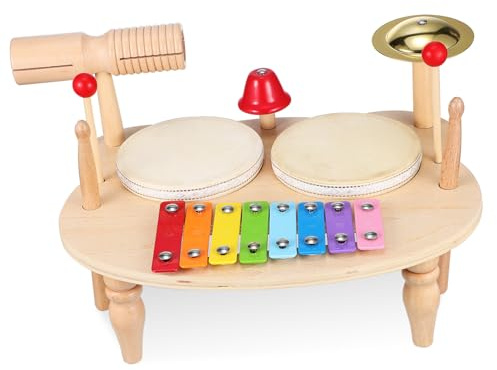 Beaupretty Holz Schlaginstrument Kit Xylophon Instrument Kleine Trommel Tamburin Musik Handtamburin Percussion Instrument Melodieinstrument Aus Holz