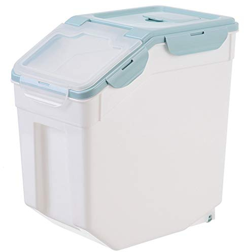 Airtight Food Storage Container 15KG - Moistureproof Rice & Cereal Canister Dry Grain Dispenser for Soybean & Pet FoodKitchen Storage Solution Blue