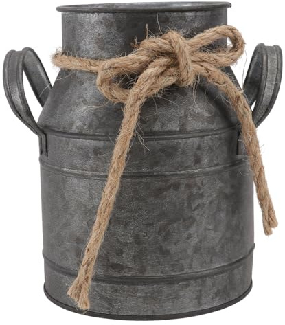 ROMISBABA Retro Iron Flower Bucket Vintage Milk Pot Iron Vase Decoration Ornament for Home Garden Office Dried Flowers Display Farmhouse Style