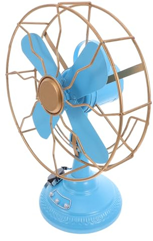 VALICLUD Ventilatore da Tavolo Vintage in Ferro Decorativo Retrò Medio Blu Scultura per Soggiorno e Fotografico Ornamento Multifunzionale per Arredamento Casa e Accessori Living