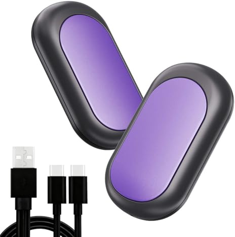 Handwärmer wiederaufladbar - WASAGA 2 Packung USB Magnetischer Ultradünner Tragbarer Taschenwärmer & Wiederverwendbare Elektrische Heizung & Outdoor Camping Geschenk für Frauen oder Männer (Lila)