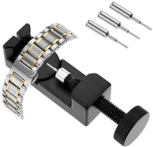 AYNEFY Klocklänkborttagningssats, Professionellt Verktyg för Borttagning Av Klockstift med Metallkonstruktion och Justerbar Plattform för Justering Av Storlek på Armbandslänk (BLACK)
