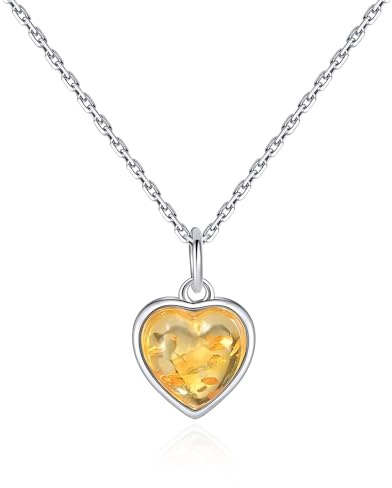Philip Jones Sterling Silver Amber Heart Necklace