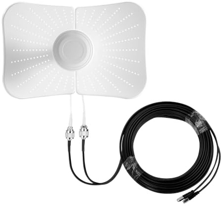 5G 4G LTE Richtantenne Outdoor 22dBi, MIMO 600-6000MHz SMA TS9 2x10m Kabel | IP67 absolut wasserdicht für Extremwetter - Duale Polarisation gegen Signalverlust - Perfekt für LoRa, Router & IoT-Geräte