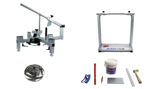 MAX2H® Reifenmontiergerät MG-2 Set mit Wuchtbock Plus für BMW Einarmschwingen mit 5-Loch-Felge (Klebegewichte grau)