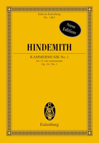 Kammermusik No. 1: op. 24/1. Flöte, Klarinette, Fagott, Trompete, Schlagzeug, Akkordeon, Klavier, 2 Violinen, Bratsche, Violoncello, Kontrabass. Studienpartitur. (Eulenburg Studienpartituren)