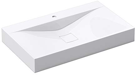 doporro Waschbecken Aufsatzwaschbecken Hängewaschbecken BTH: 80x48x10cm Weiß Mineralguss Waschtisch Waschplatz Colossum810