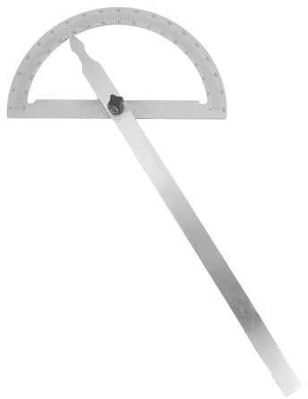 Dönges Gradmesser 200 x 300 mm | Meßbereich 0-180 ° | Poliert & matt verchromt im Etui | Winkelmesser Metall mit Skala & Feststellschraube für Industrie, Handwerk & Hobby