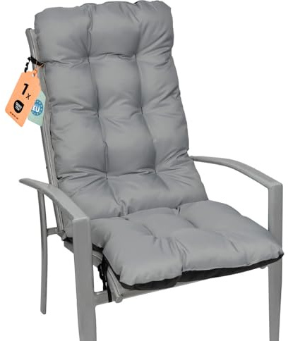 SuperKissen24. Cuscino per Sdraio 123x48 cm da Esterno ed Interno Resistente e Comodo per Sedie Reclinabili, Spiaggine e Poltrone da Giardino - Grigio