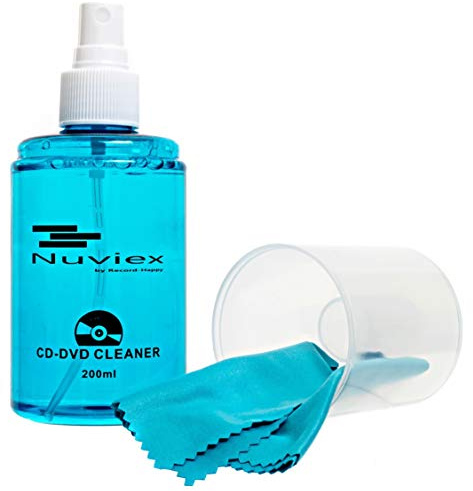 Premium CD Cleaner Solution Spray - Compact Disc CD-DVD Cleaning Fluid with Microfiber Anti-Static Cloth 7oz