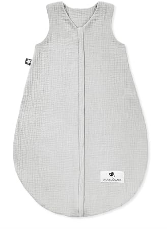 Julius Zöllner Sommerschlafsack Musselin 0,5 TOG Gr. 80/86 | 100% Baumwollmusselin | Oeko-TEX Standard 100 | grau