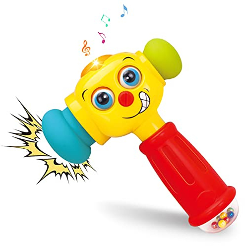 HOLA Giochi Bambini 1 Anno Gioco Bambino Giocattolo a Martello Musicale con Suono e Luce Musicali, Afferrare, Scuotere, Battere, Giochi Bimba Educativi Regali Bimbo 1 Anno Maschio Femmina