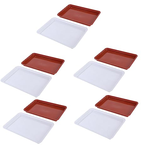 Cabilock 10 Stücke Kunststoff Blumentopf Untersetzer Rechteck Pflanzentopf Untertasse Plastik Pflanztopf Unterteller für Pflanzkübel Blumenkübel Tablett Blumenkasten Balkonkasten (Rot Weiß)