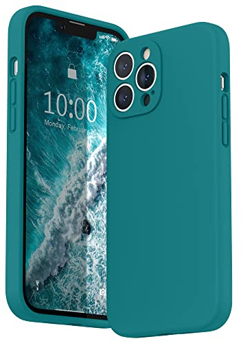 SURPHY Silikon Hülle Kompatibel mit iPhone 13 Pro Max Hülle mit Displayschutzfolie, Handyhülle iPhone 13 Pro Max Silikon Case Kameraschutz für iPhone 13 Pro Max Hülle 6,7 Zoll 2021, Teal Blue