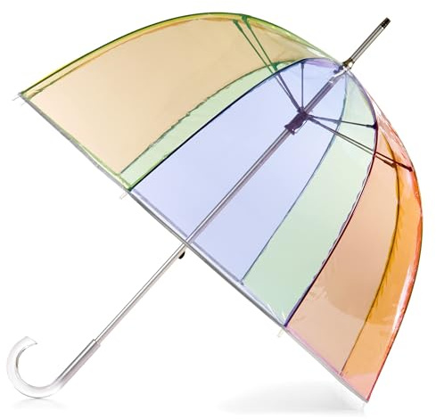Totes Parapluie à bulles transparent avec auvent en dôme, design léger, protection contre le vent et la pluie, pour adultes de 51 ans, arc-en-ciel, adultes – 129,5 cm, parapluie à bulles transparent