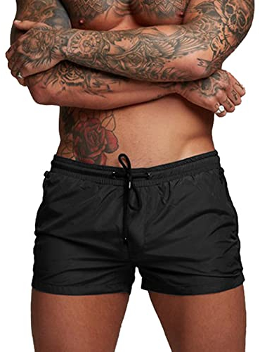 Donason Costume da Bagno Uomo, Pantaloncini Sportivi da Uomo Asciugatura Rapida Pantaloni Corti da Corsa Calzoncini da Surf sulla Spiaggia con Fodera in Mesh e Tasche
